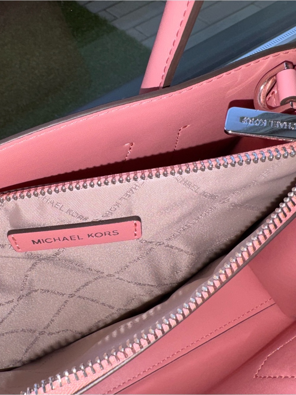 Michael Kors Rose Pink Saffiano Satchel with MK Charm - Picture 6 of 8